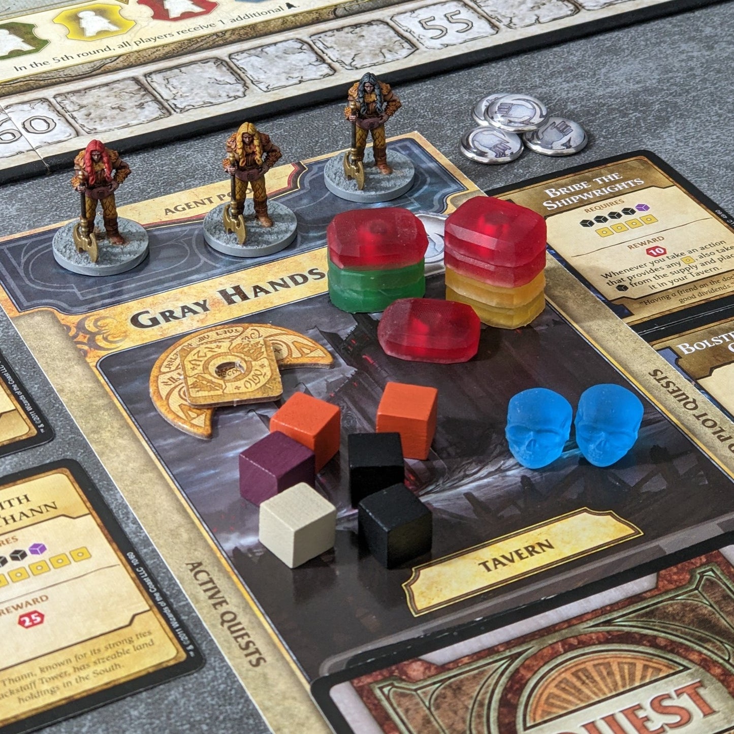 Lords of Waterdeep Board Game and Expansion Inspired Unofficial Building Control Glass and Metal Token Pack