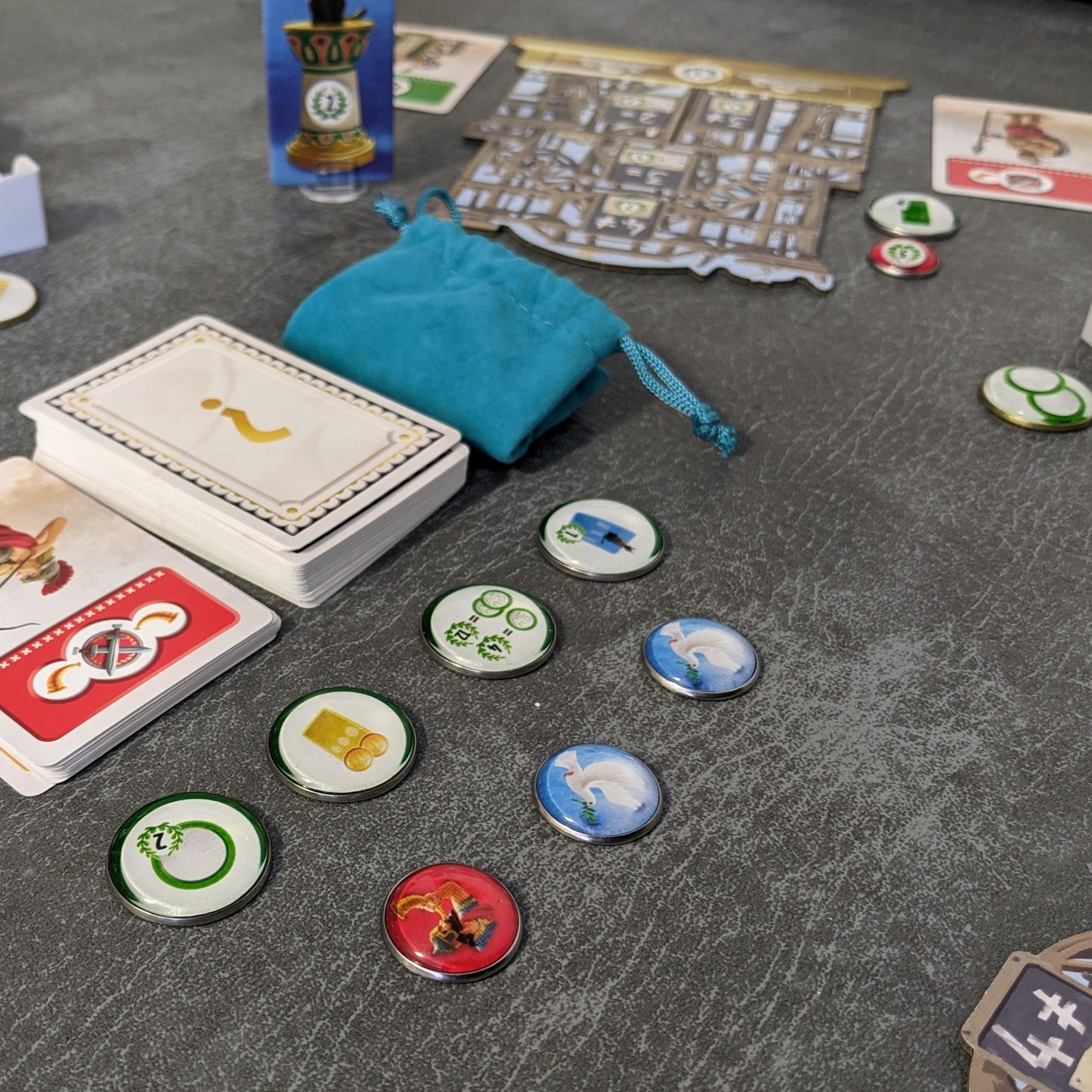 Vom Brettspiel 7 Wonders inspiriertes inoffizielles Token-Paket aus Glas und Metall