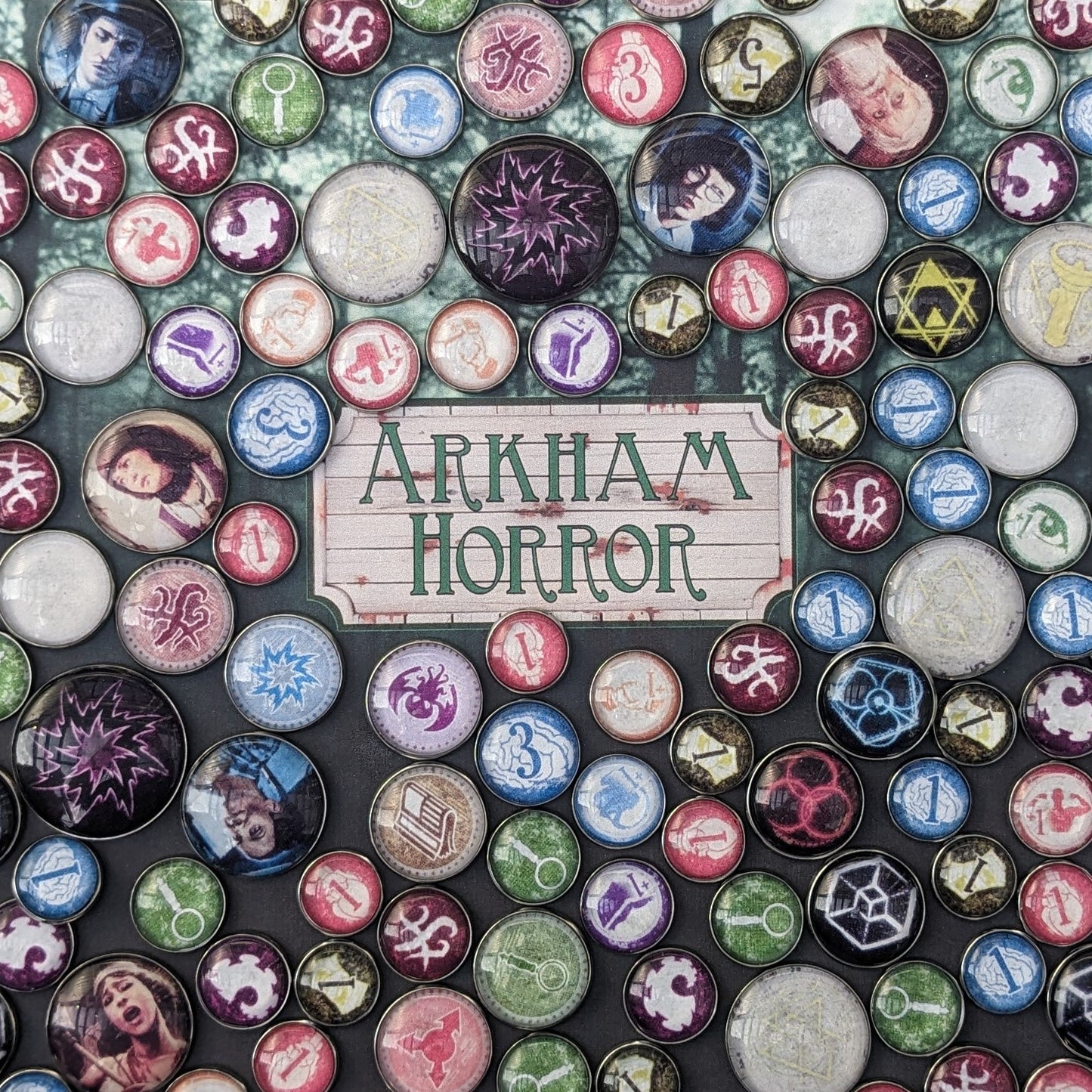 Arkham Horror Das Brettspiel inspiriertes inoffizielles Token-Paket aus Glas und Metall