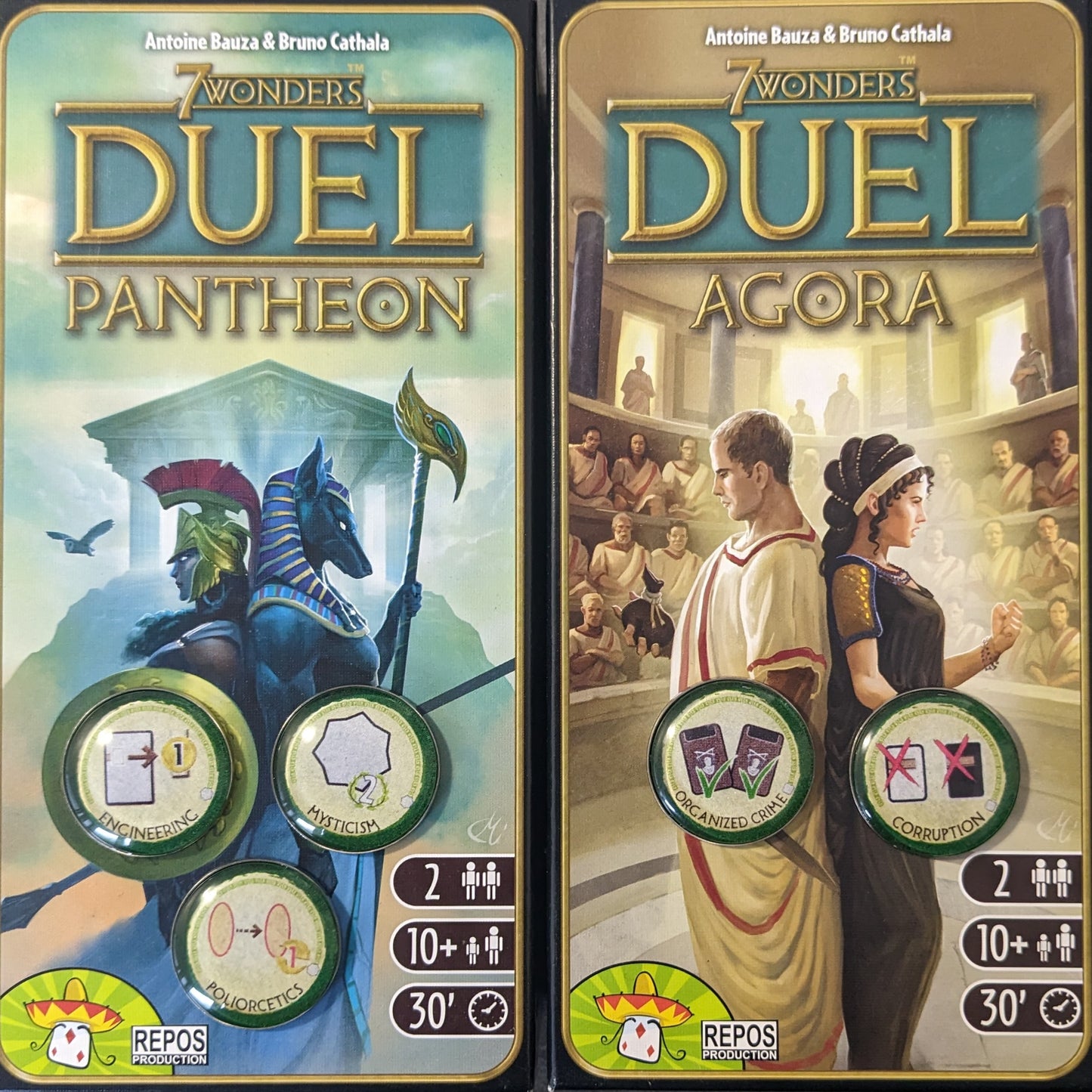 7 Wonders Duel Brettspiel und Pantheon und Agora Erweiterung inspiriert inoffizielles Glas und Metall Token Pack
