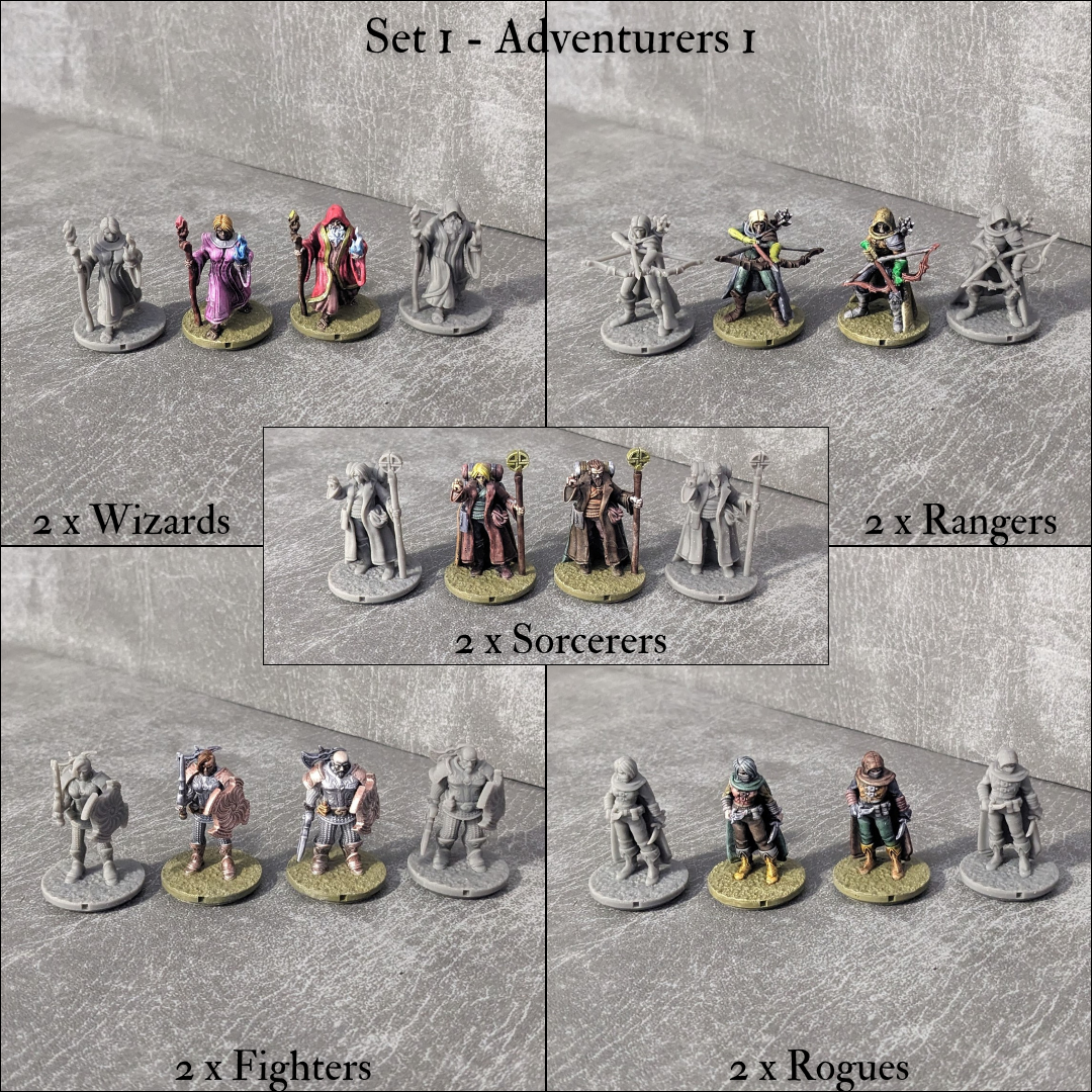 Tiny Encounter Starter Set 1, 15 mm, Pocket Dungeons and Dragons, Partyhelden und Goblins, 20 winzige Figuren