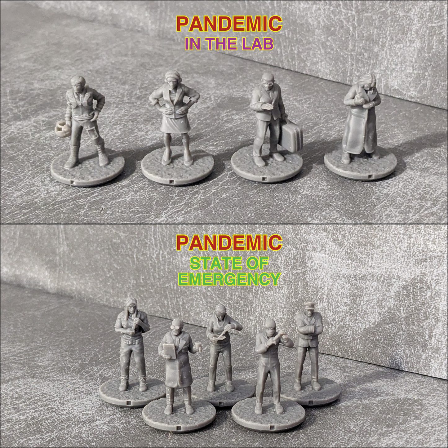 Pandemie-Erweiterung „Im Labor“ und „Ausnahmezustand“, 32 mm, von Brettspielcharakteren inspiriertes inoffizielles 7-Figuren-Paket