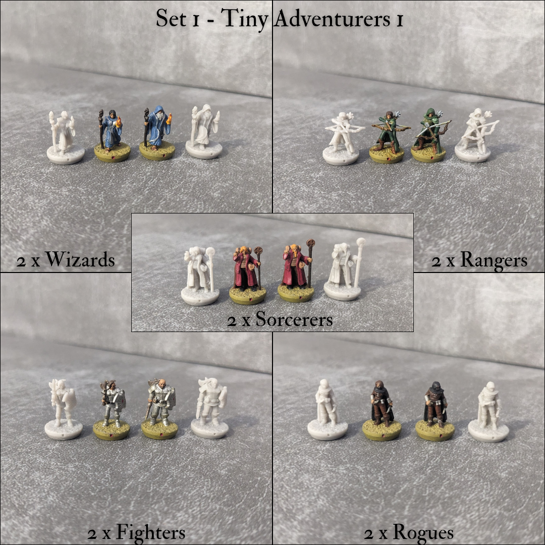 Tiny Encounter Starter Set 1, 15 mm, Pocket Dungeons and Dragons, Partyhelden und Goblins, 20 winzige Figuren