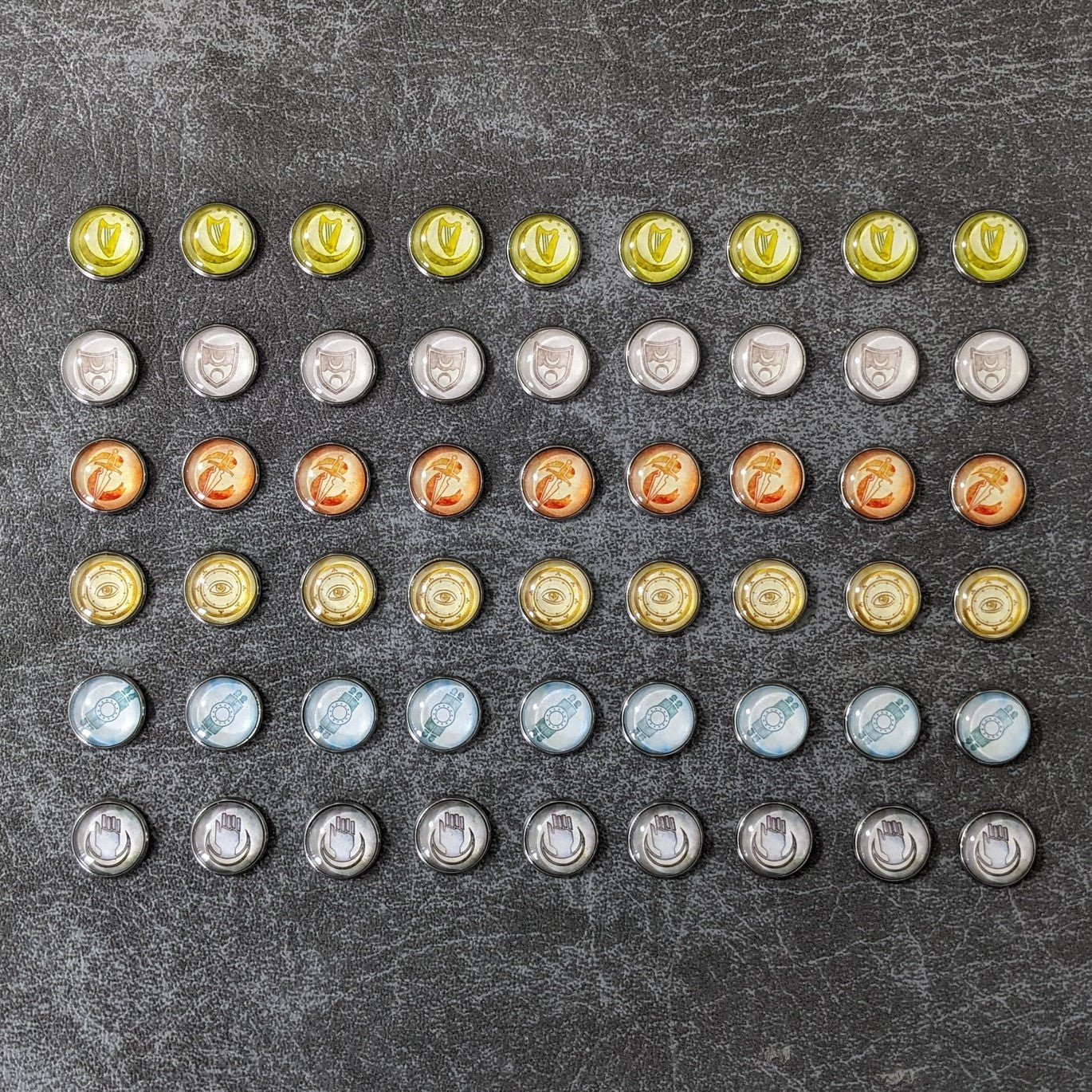 Lords of Waterdeep Board Game and Expansion Inspired Unofficial Building Control Glass and Metal Token Pack