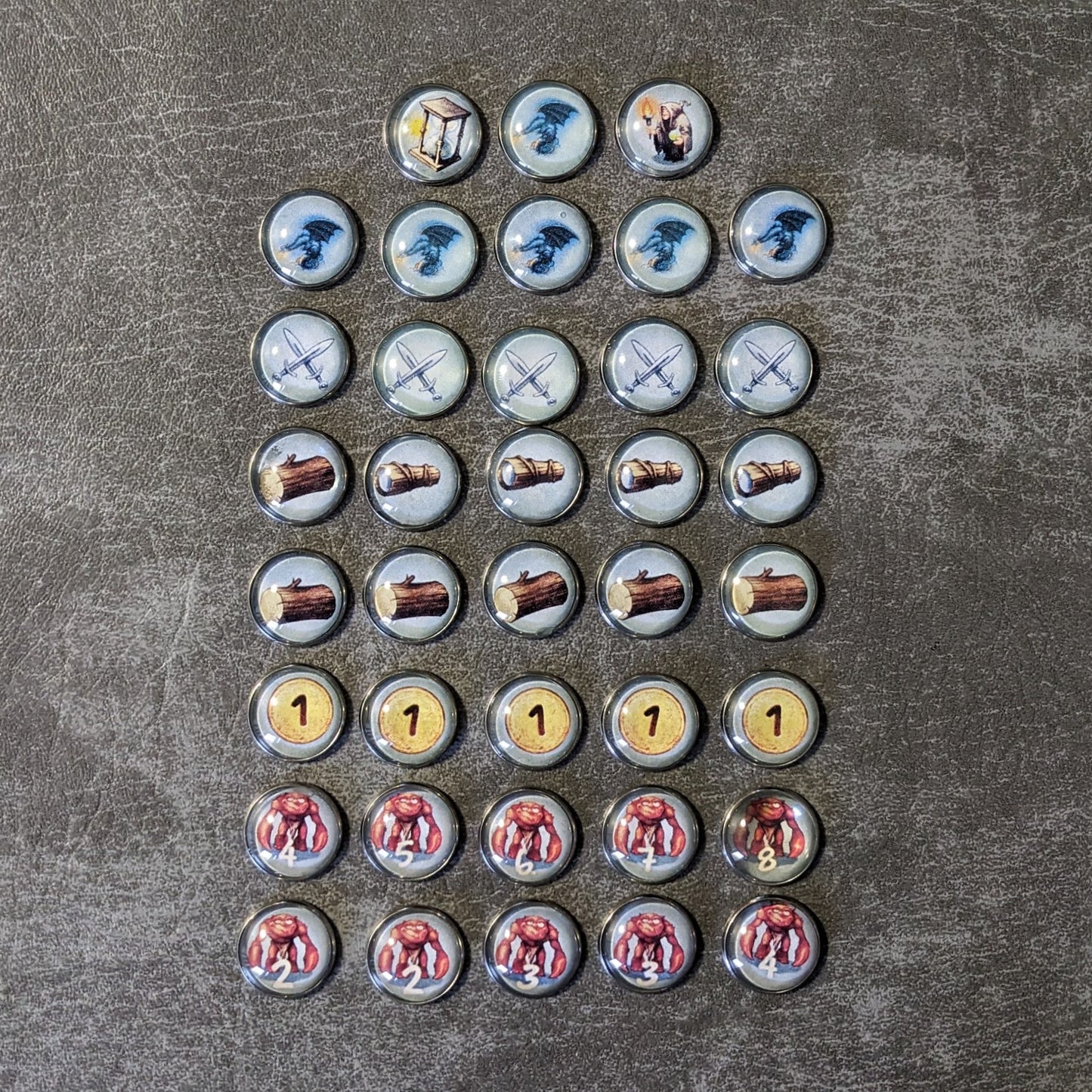 Andor Family Fantasy Board Game Inspired Unofficial Glass and Metal Token Pack