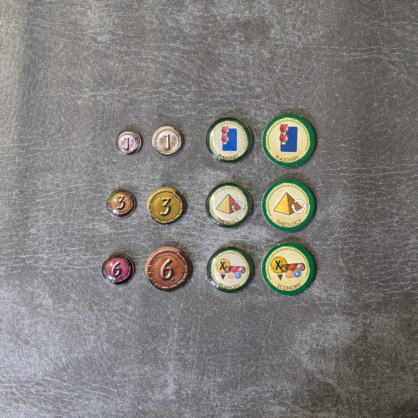 7 Wonders Duel Brettspiel und Pantheon und Agora Erweiterung inspiriert inoffizielles Glas und Metall Token Pack
