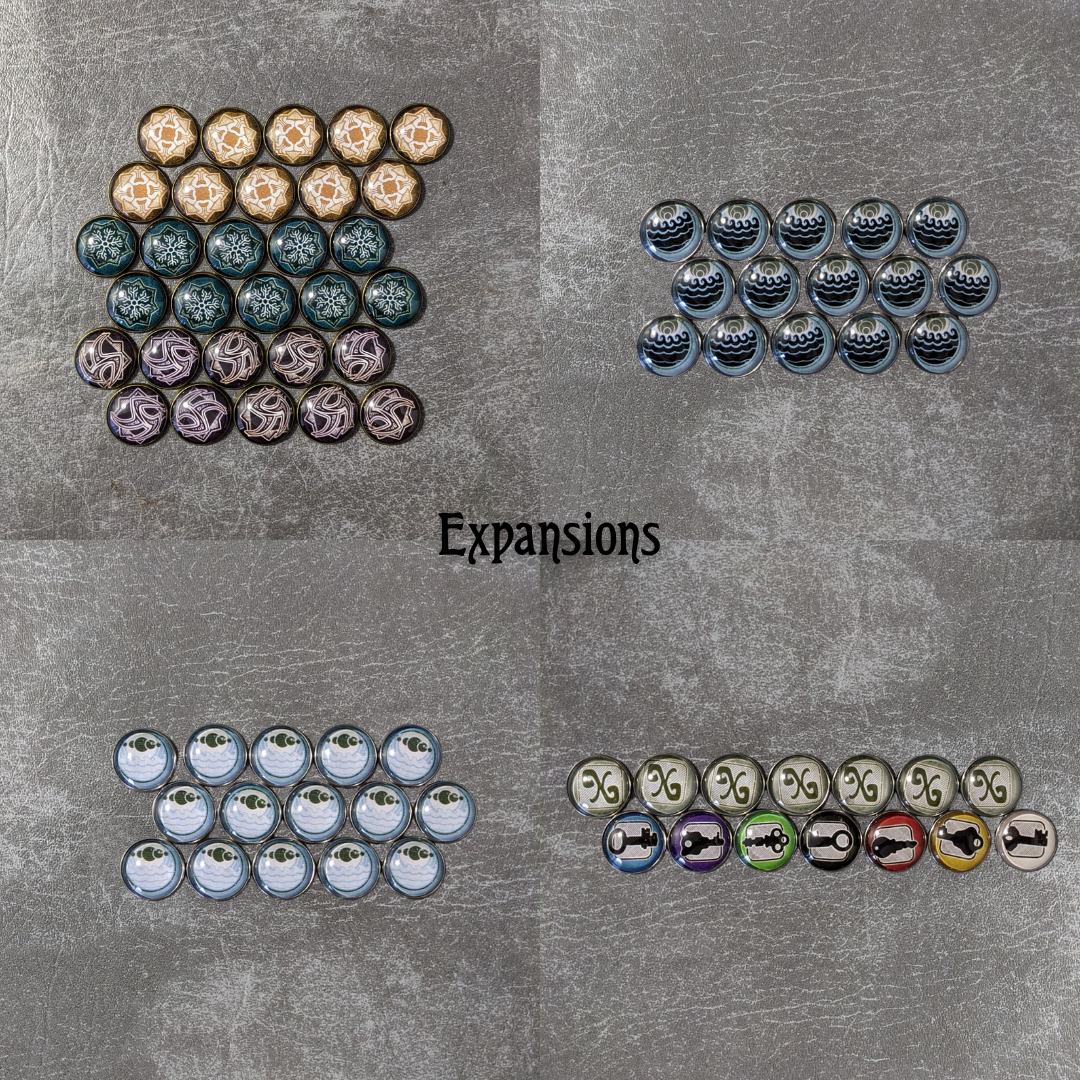 Arkham Horror Das Kartenspiel inspiriertes inoffizielles Token-Paket aus Glas und Metall