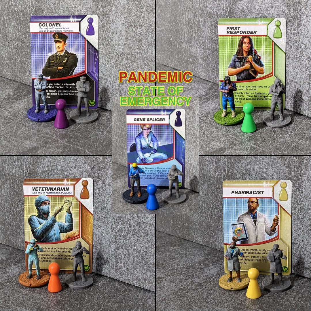 Pandemie-Erweiterung „Im Labor“ und „Ausnahmezustand“, 32 mm, von Brettspielcharakteren inspiriertes inoffizielles 7-Figuren-Paket