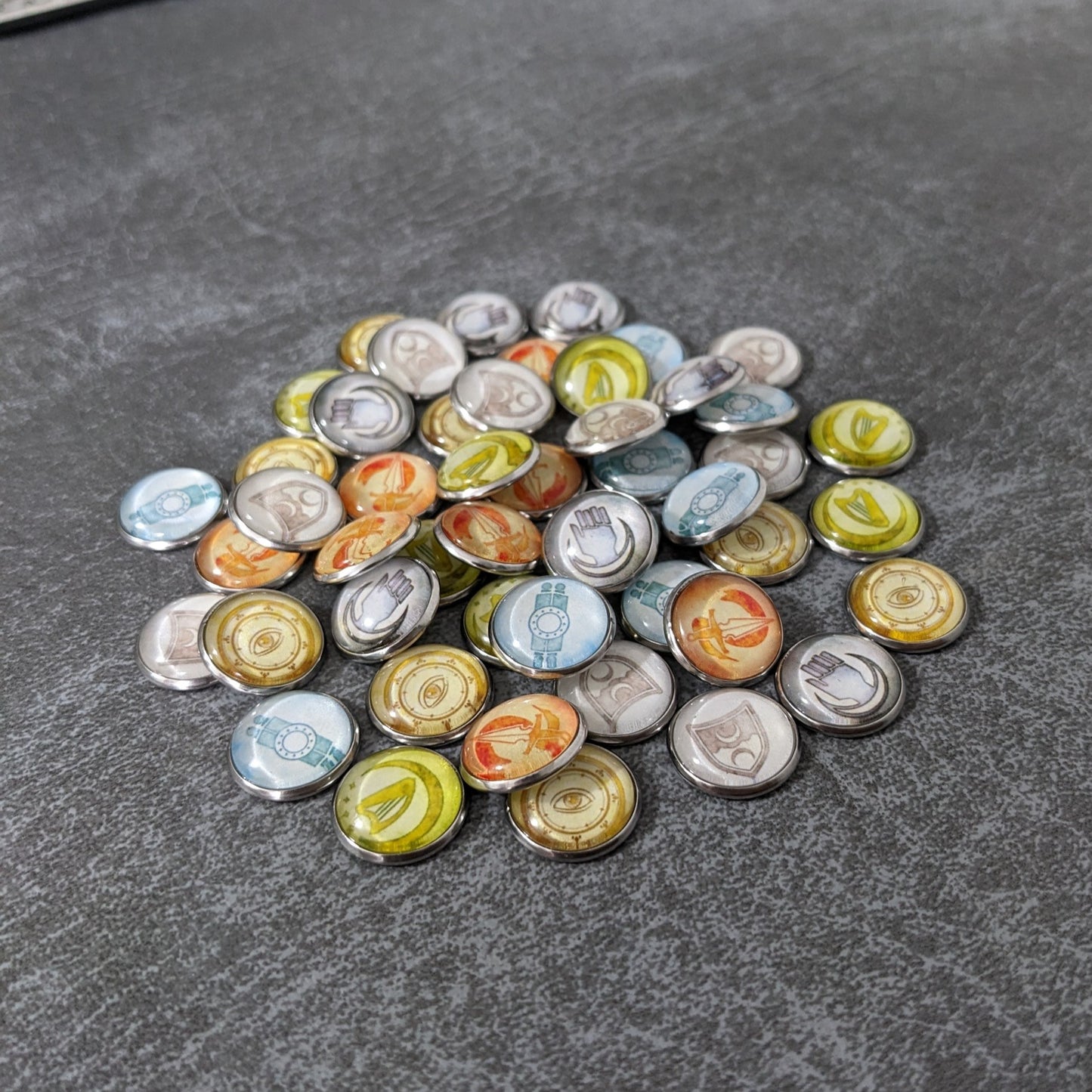 Lords of Waterdeep Board Game and Expansion Inspired Unofficial Building Control Glass and Metal Token Pack
