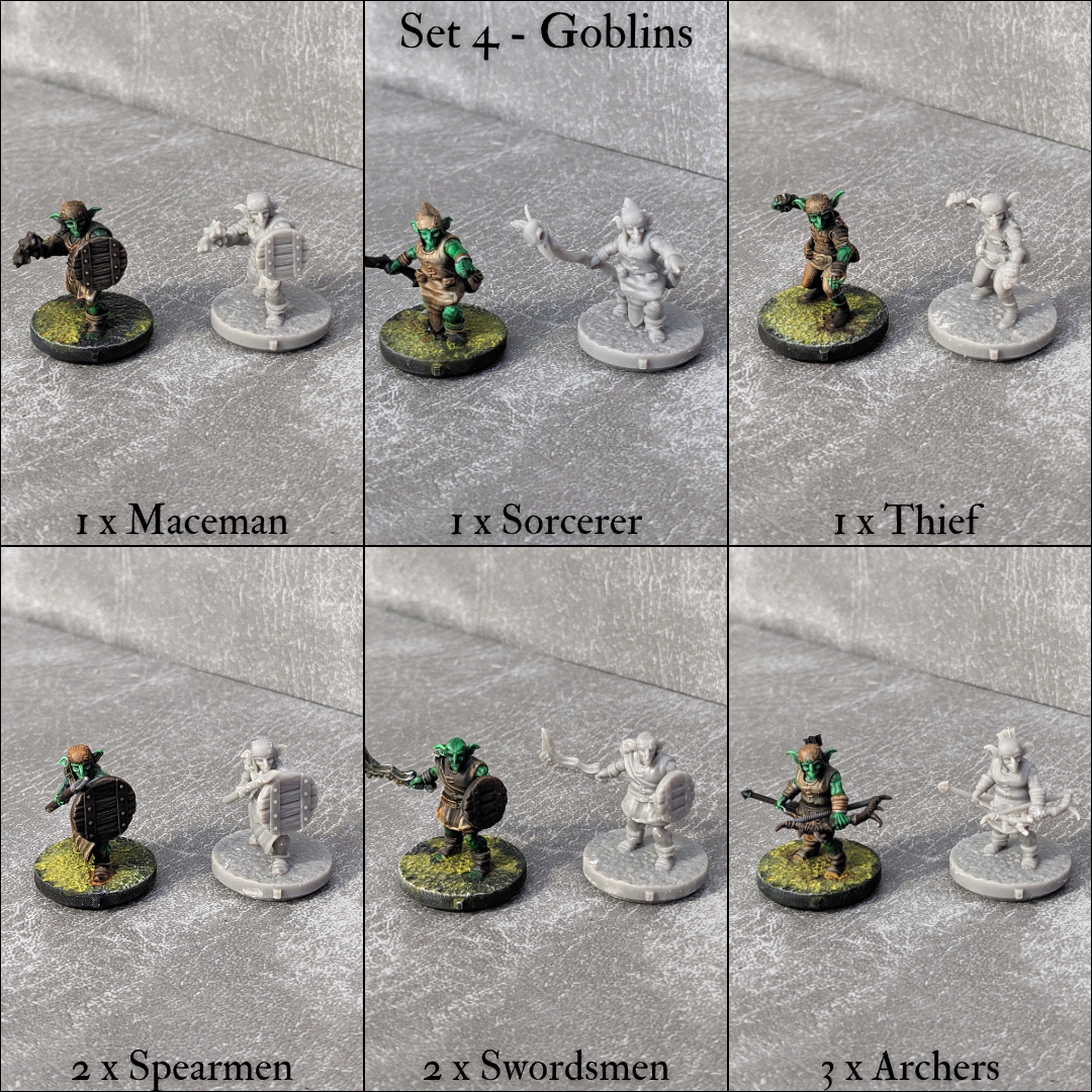 Tiny Encounter Starter Set 1, 15 mm, Pocket Dungeons and Dragons, Partyhelden und Goblins, 20 winzige Figuren