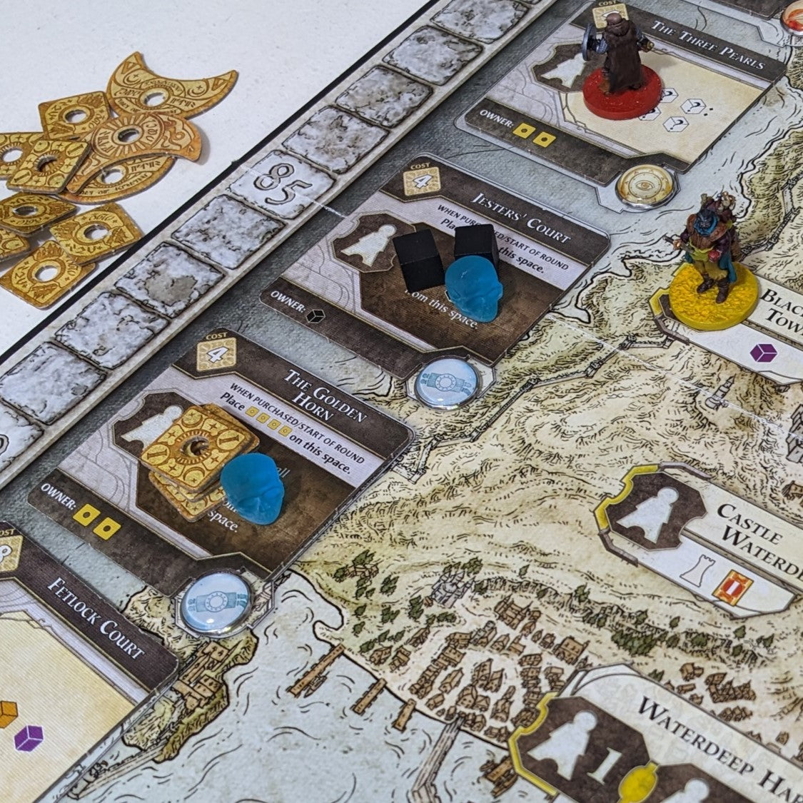 Pack de jetons en verre et en métal non officiel inspiré du jeu de société 7 Wonders Duel et de l'extension Panthéon et Agora