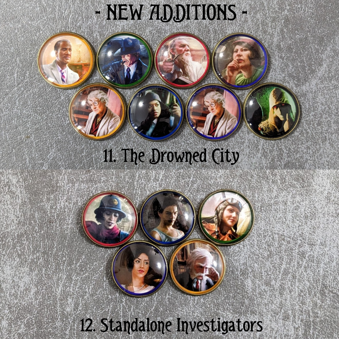 Arkham Horror Das Kartenspiel inspiriertes inoffizielles Token-Paket aus Glas und Metall