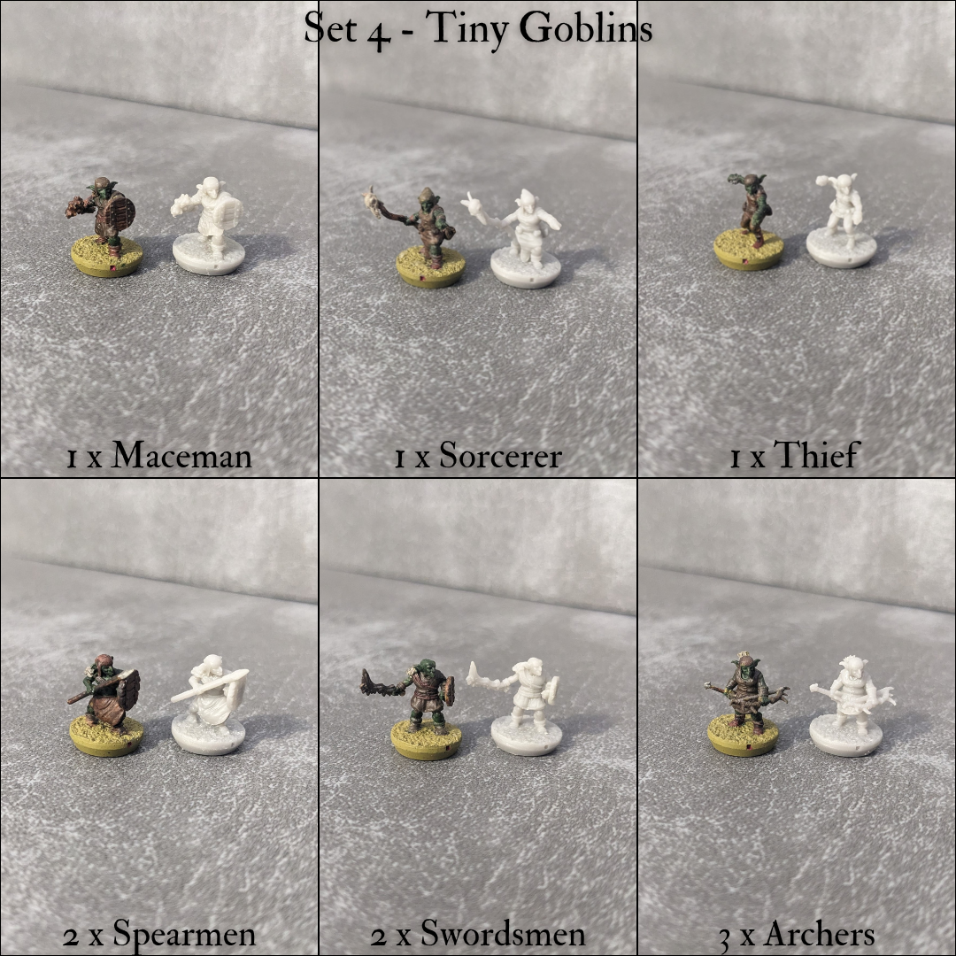 Tiny Encounter Starter Set 1, 15 mm, Pocket Dungeons and Dragons, Partyhelden und Goblins, 20 winzige Figuren