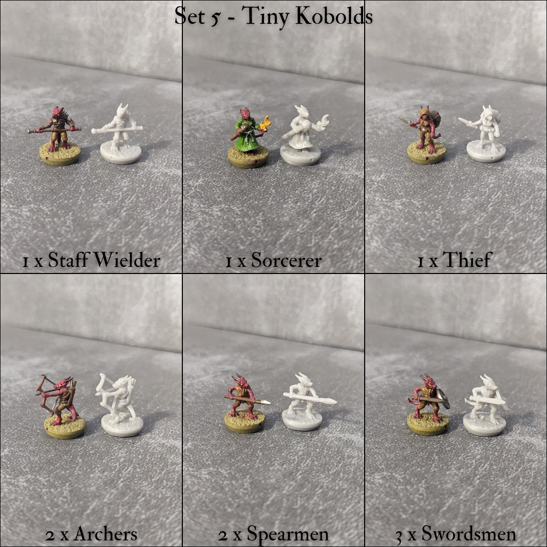 Tiny Encounter Starter Set 1, 15 mm, Pocket Dungeons and Dragons, Partyhelden und Goblins, 20 winzige Figuren