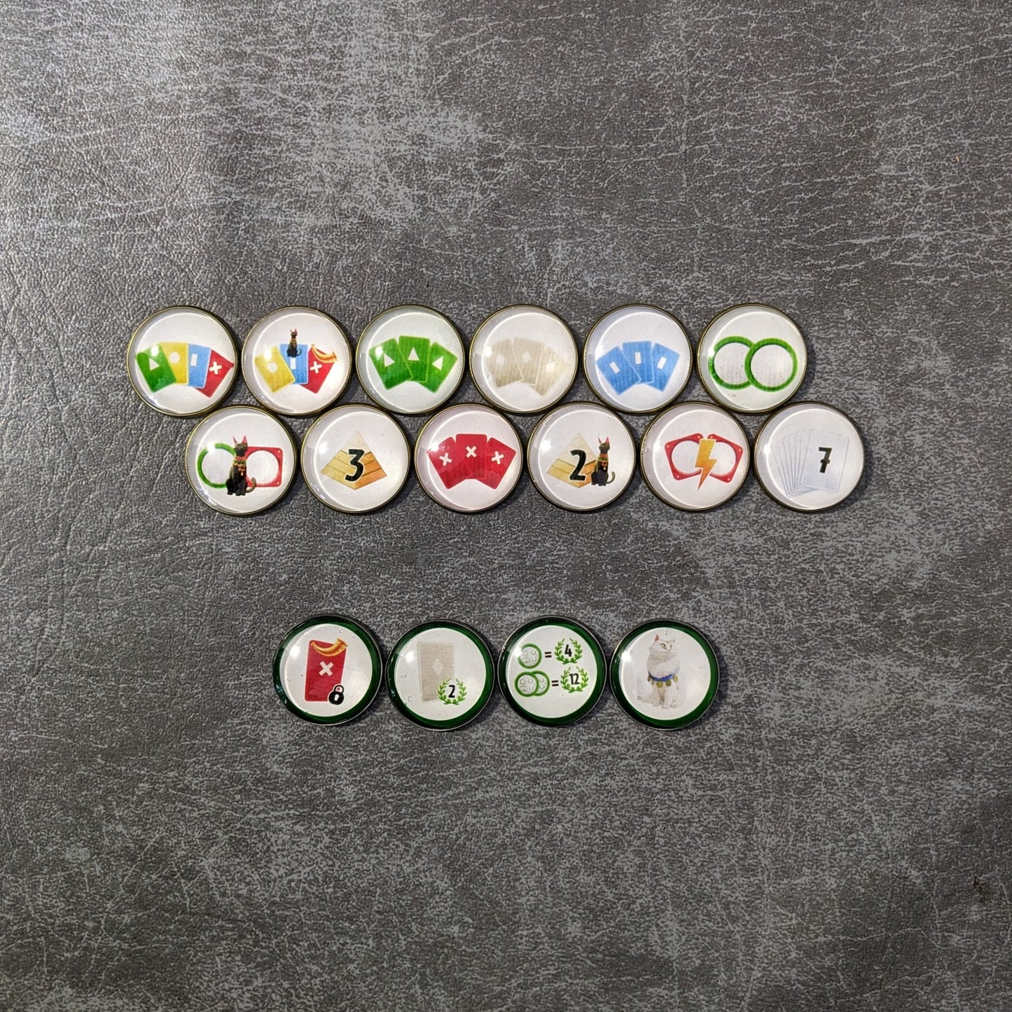 Vom Brettspiel 7 Wonders inspiriertes inoffizielles Token-Paket aus Glas und Metall