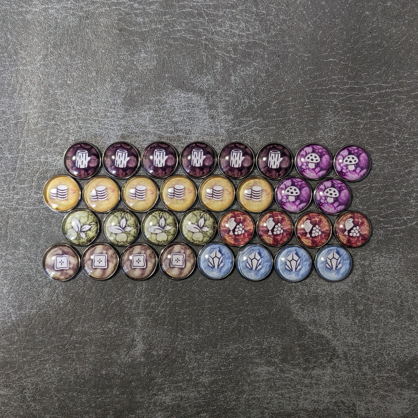 Pack de jetons en verre et en métal non officiels inspirés du jeu de société Familiar Tales