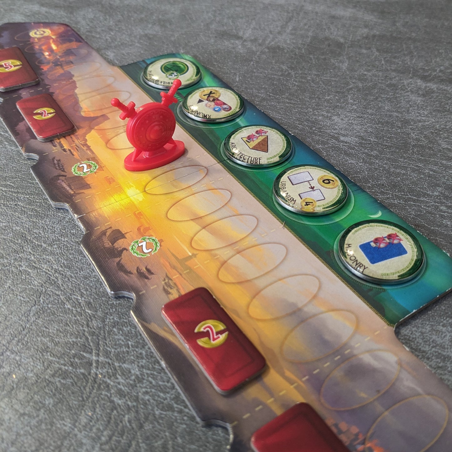 7 Wonders Duel Brettspiel und Pantheon und Agora Erweiterung inspiriert inoffizielles Glas und Metall Token Pack