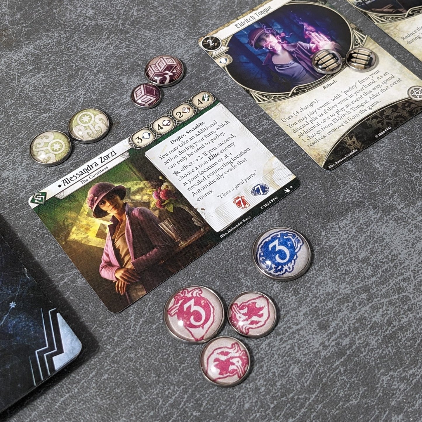 Arkham Horror Das Kartenspiel inspiriertes inoffizielles Token-Paket aus Glas und Metall