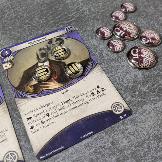 Arkham Horror Das Kartenspiel inspiriertes inoffizielles Token-Paket aus Glas und Metall