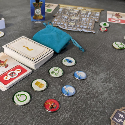 Vom Brettspiel 7 Wonders inspiriertes inoffizielles Token-Paket aus Glas und Metall