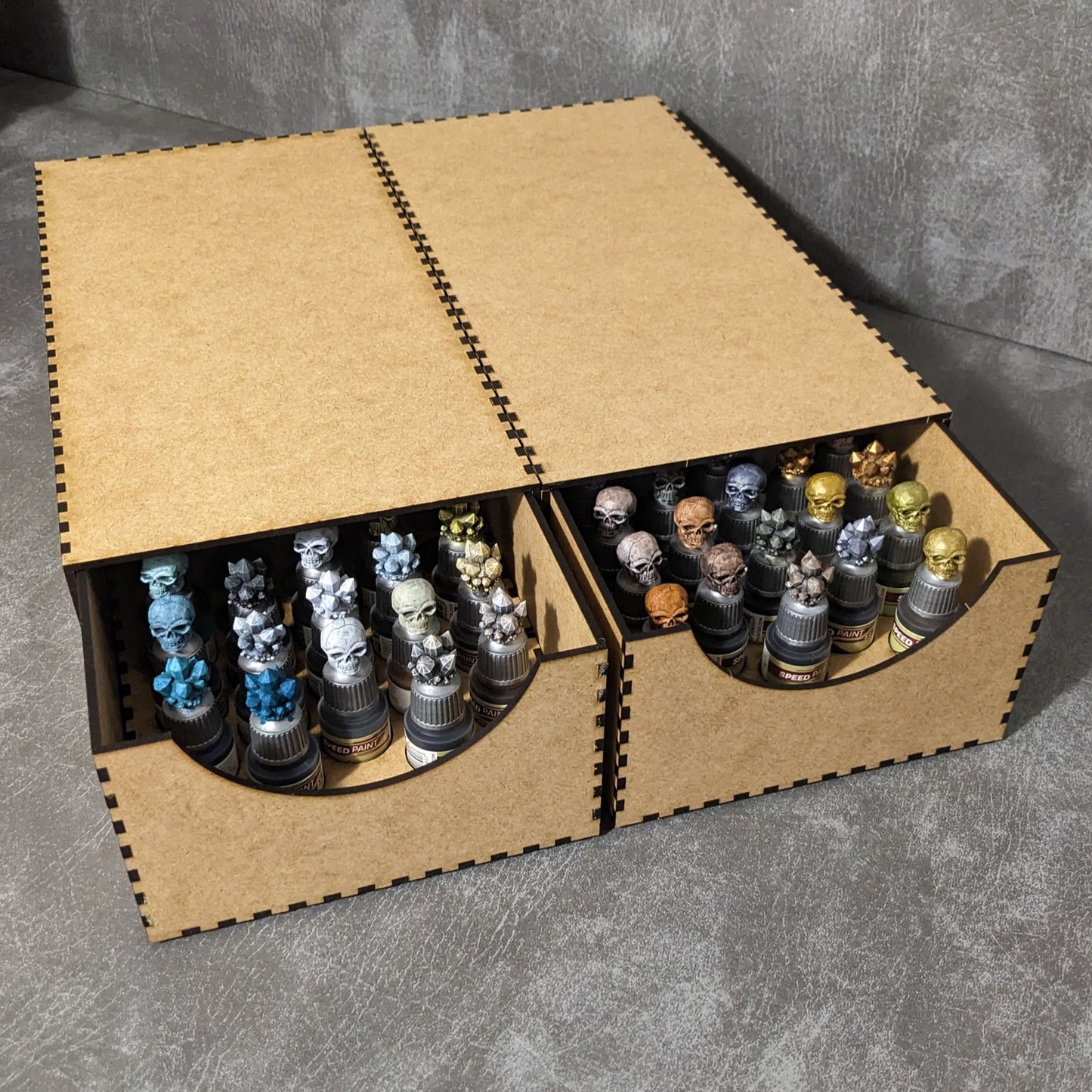 Hobby Paints Geschenkset, 2 Farbflaschen-Organizer, Aufbewahrungsschubladen und 100 Flaschendeckel, Aufbewahrungslösung und Farbmusterkappen