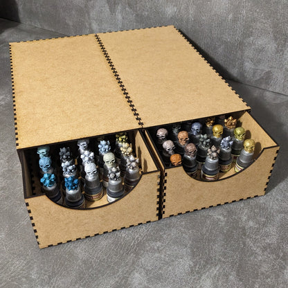 Hobby Paints Geschenkset, 2 Farbflaschen-Organizer, Aufbewahrungsschubladen und 100 Flaschendeckel, Aufbewahrungslösung und Farbmusterkappen
