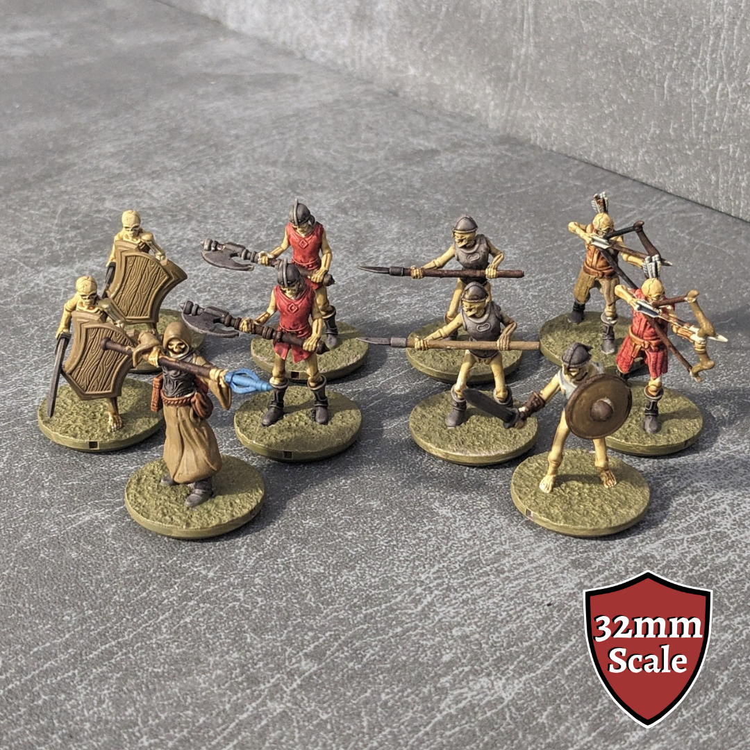 Skeletons Monster Starter Set 2 32mm Unpainted Dungeons and Dragons Creatures 10 Mini Figures