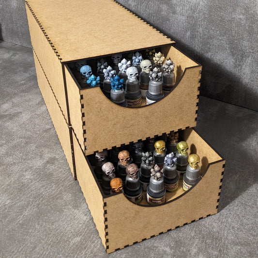 Hobby Paints Geschenkset, 2 Farbflaschen-Organizer, Aufbewahrungsschubladen und 100 Flaschendeckel, Aufbewahrungslösung und Farbmusterkappen