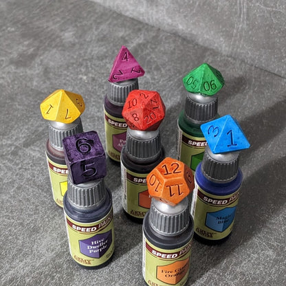RPG Dice Hobby Paints Bottle Toppers Swatch Caps 7 Piece Set