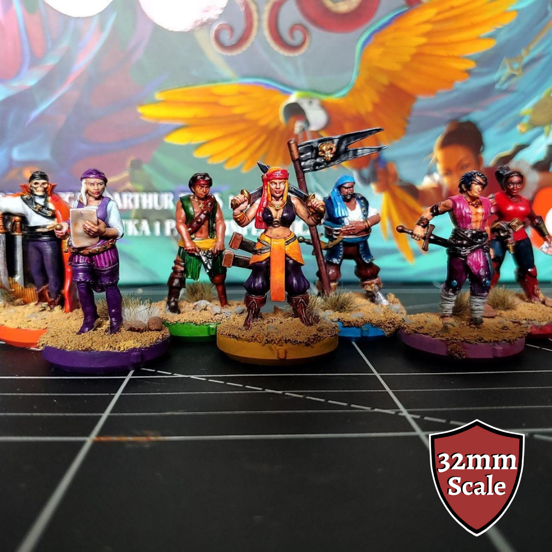 Forgotten Waters 32mm Unpainted Board Game Character Inspired Unofficial 7 Figure Pack