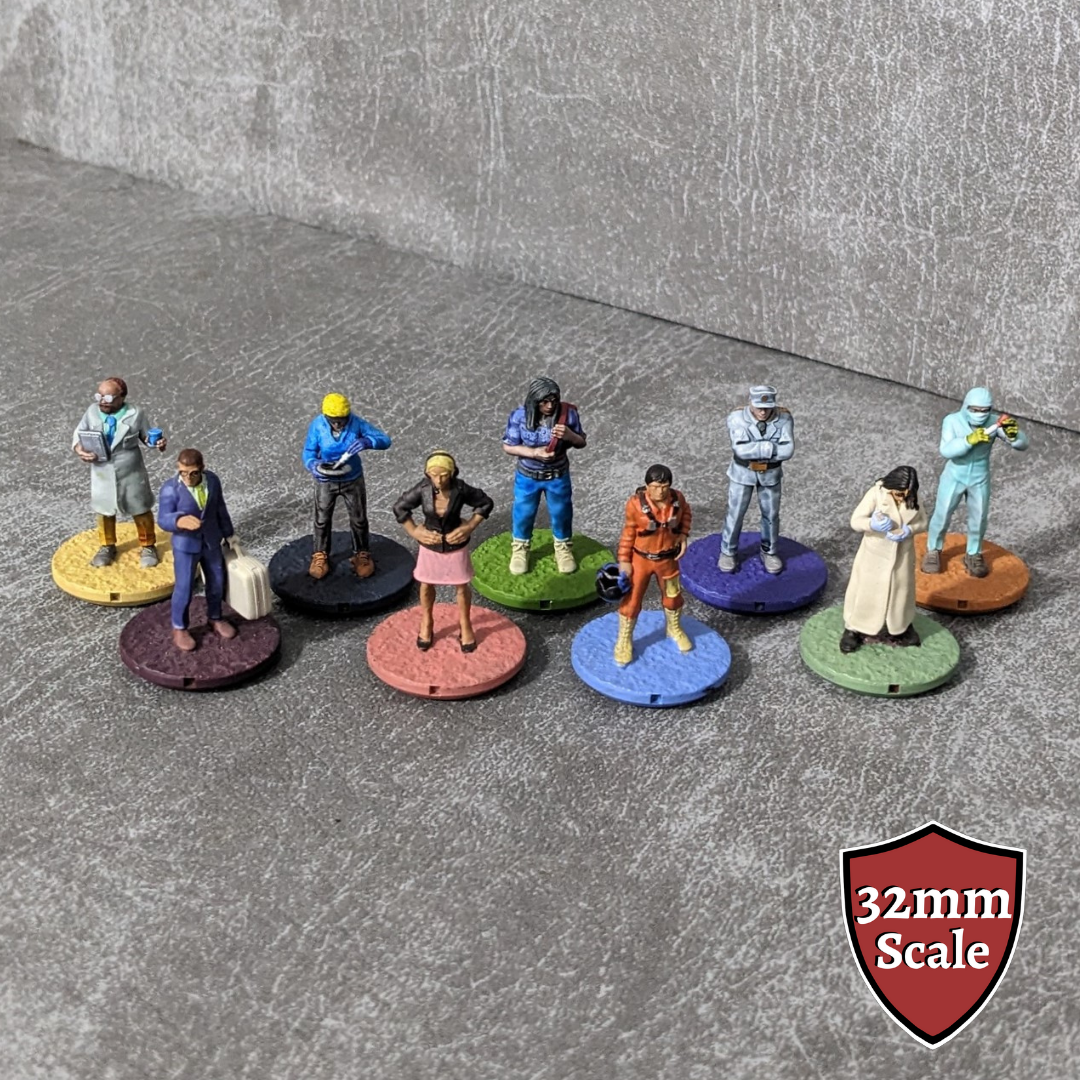 Pandemie-Erweiterung „Im Labor“ und „Ausnahmezustand“, 32 mm, von Brettspielcharakteren inspiriertes inoffizielles 7-Figuren-Paket