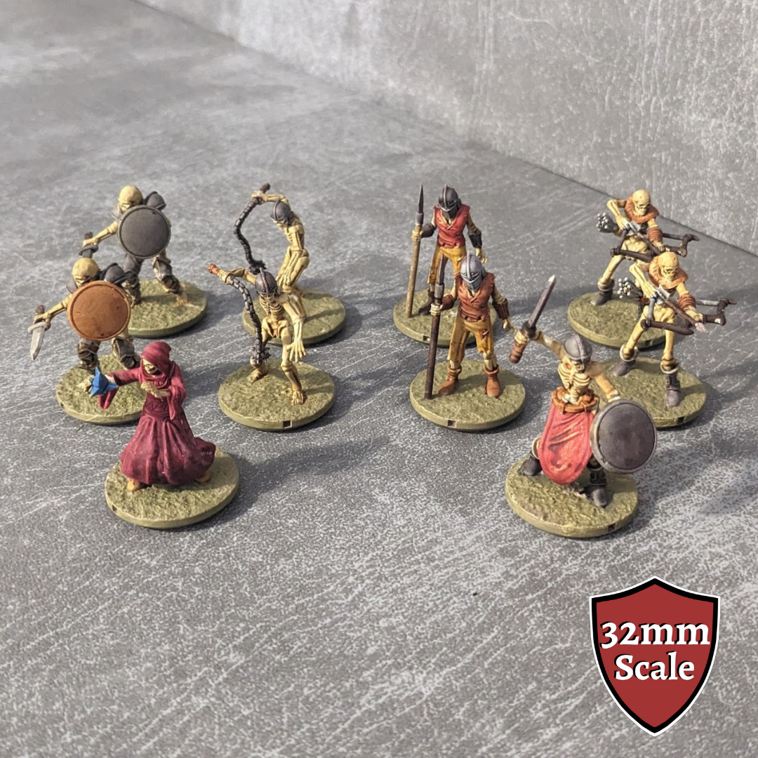 Skeletons Monster Starter Set 1 32mm Unpainted Dungeons and Dragons Creatures 10 Mini Figures