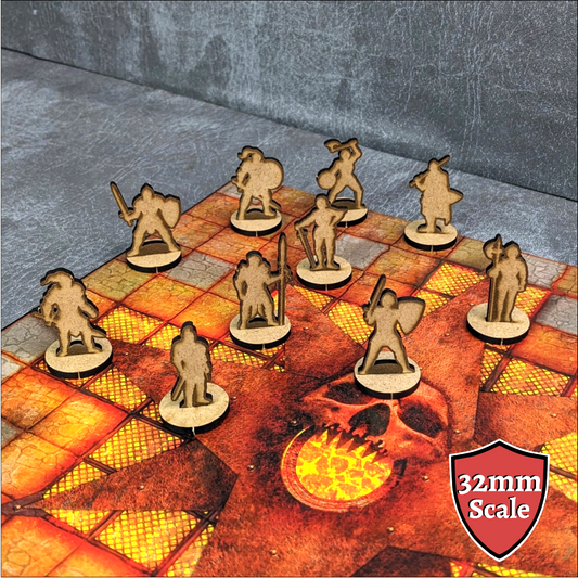 Guards and Knights Dungeons and Dragons 32mm Scale Wooden Standee 10 Pack