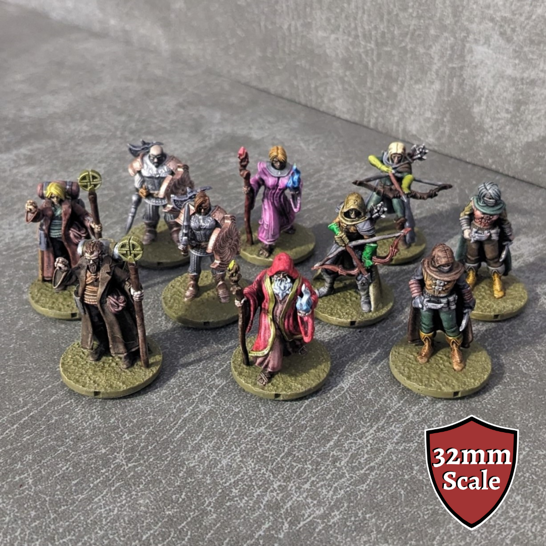 Adventurers Starter Set 1 32mm Dungeons and Dragons Party 10 Minifiguren