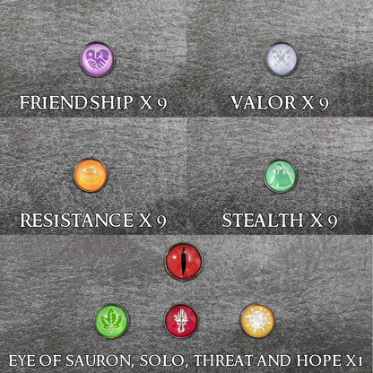 The Lord of the Rings Fate of the Fellowship Inspired Unofficial Glass and Metal Token Pack