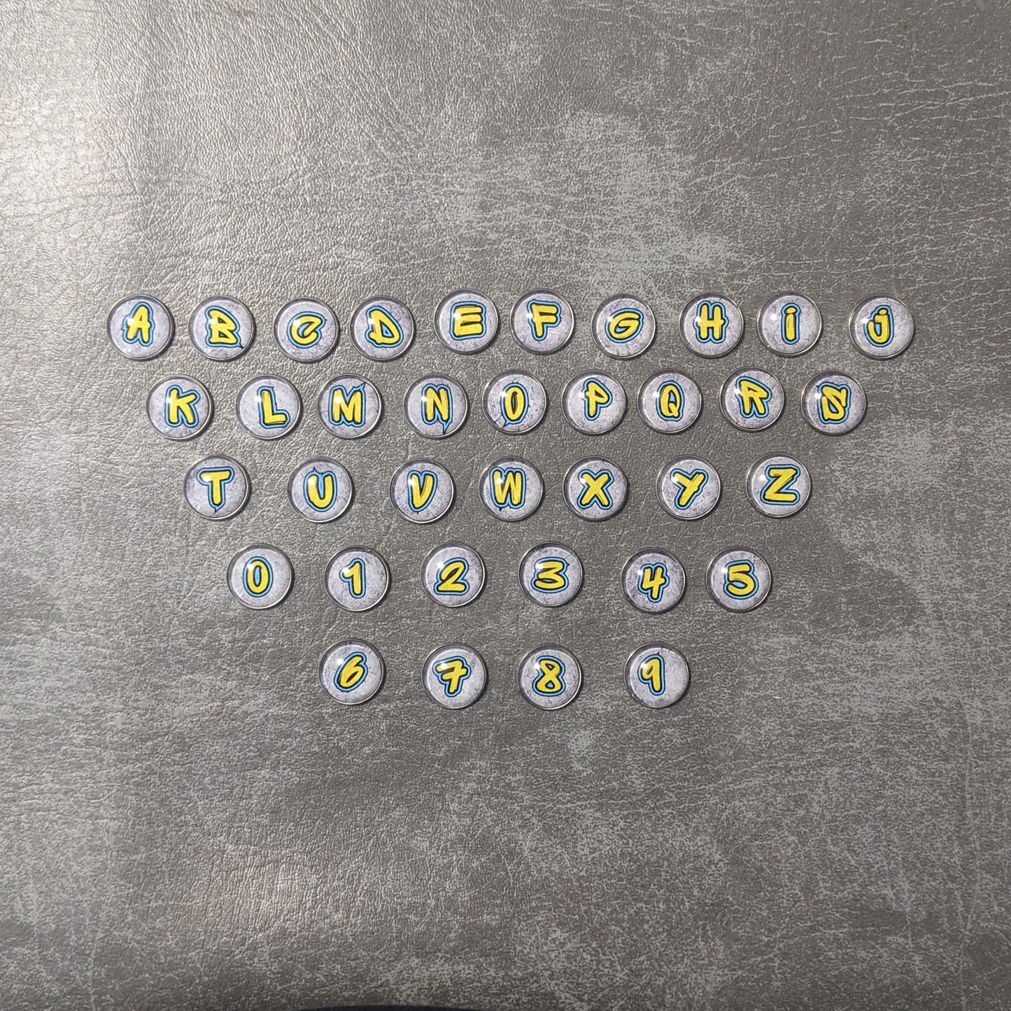 Street Graffiti Letters and Numbers Glass and Metal Token Pack