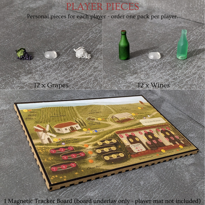 Viticulture Board Game Inspired Unpainted Unofficial Magnetic Grapes and Wines Token Upgrade Pack With Magnetic Tracker Board