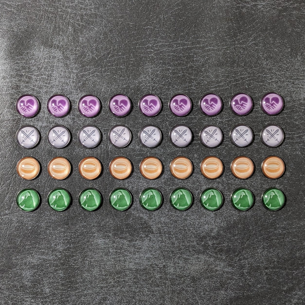 The Lord of the Rings Fate of the Fellowship Inspired Unofficial Glass and Metal Token Pack