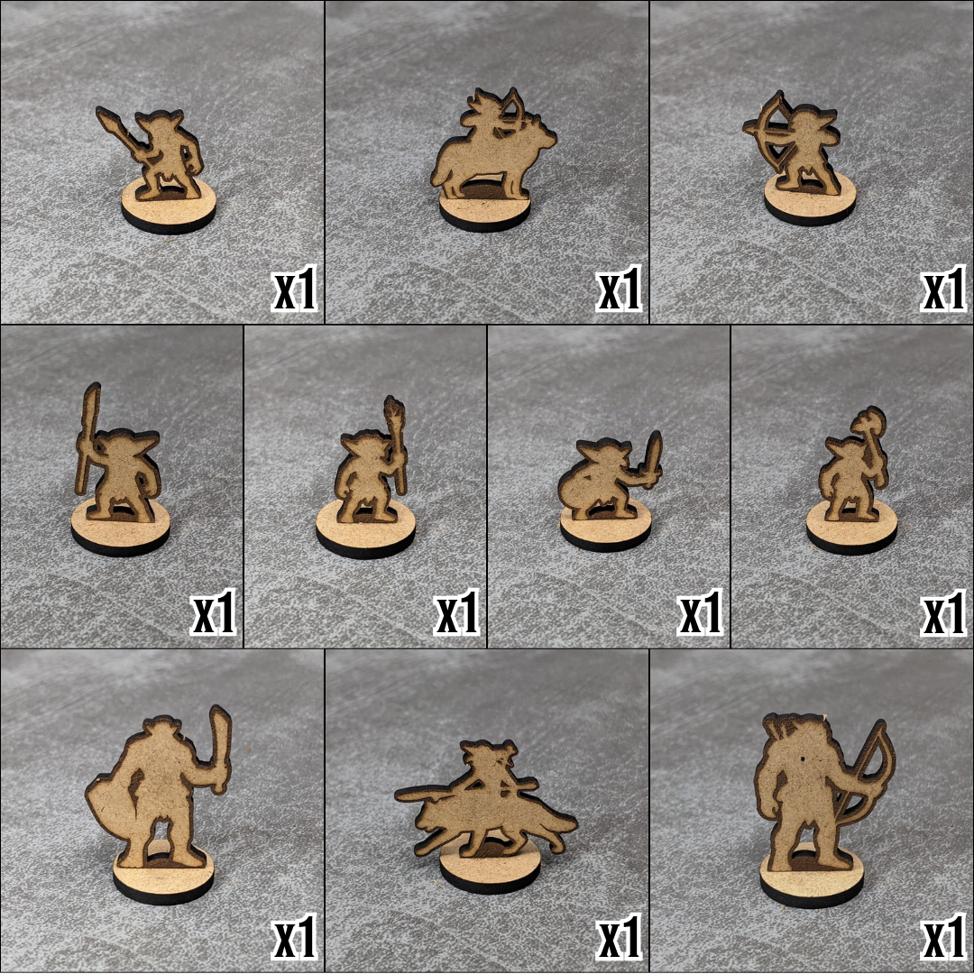 Goblin Camp Dungeons and Dragons 32mm Scale Wooden Standee 10 Pack