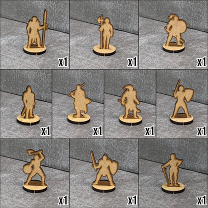 Guards and Knights Dungeons and Dragons 32mm Scale Wooden Standee 10 Pack