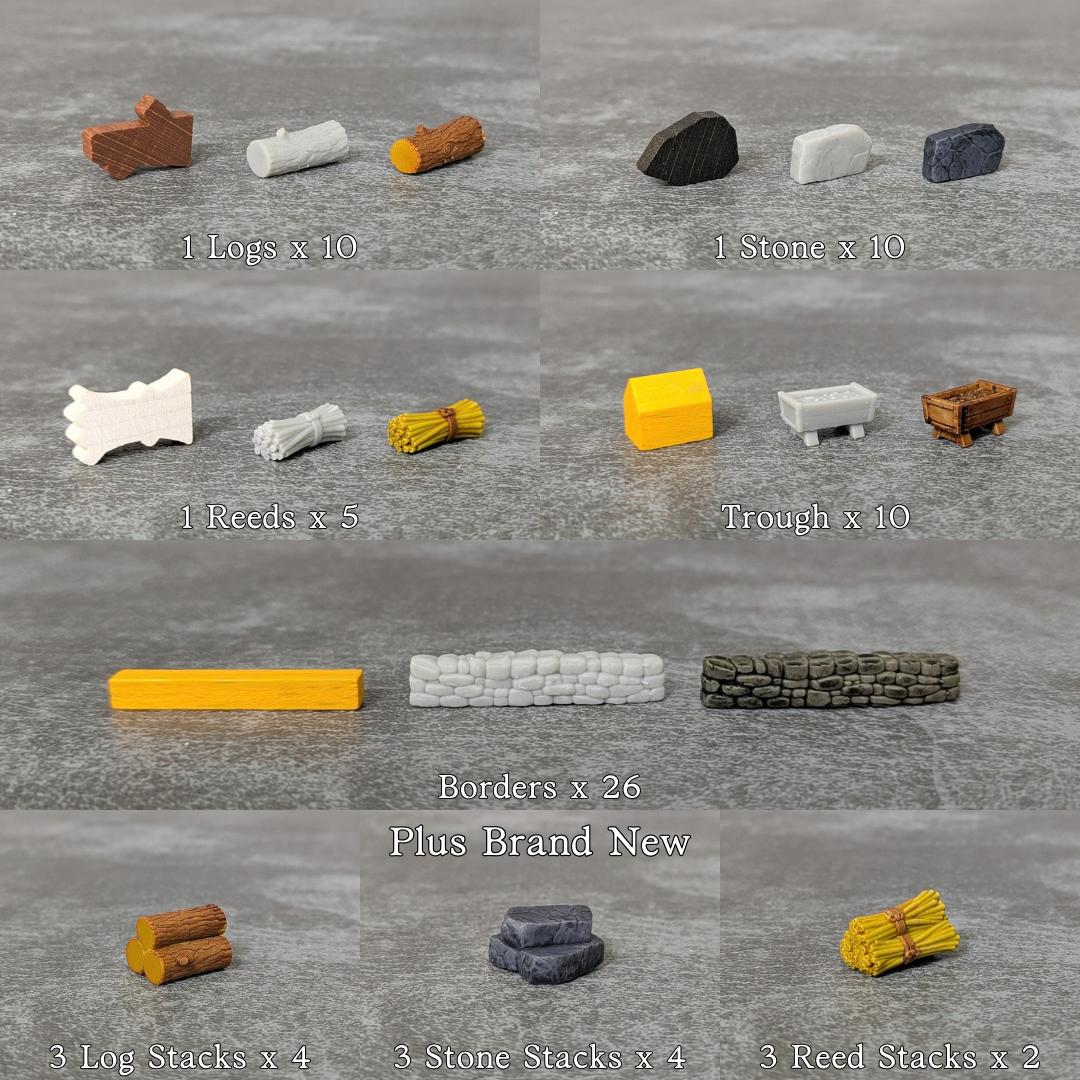 Agricola All Creatures Great and Small Inspired Unpainted Unofficial 3D Resource Token Pack