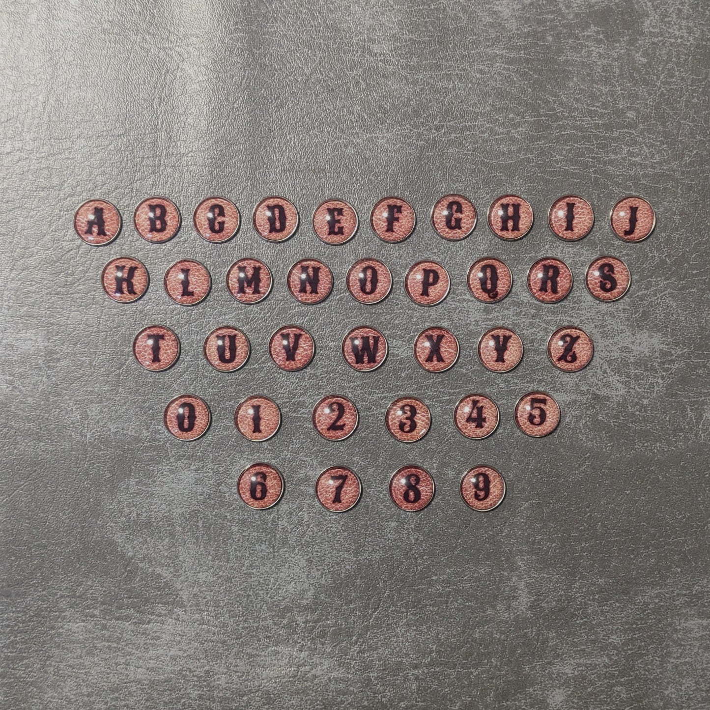 Cowboy Leather Letters and Numbers Glass and Metal Token Pack