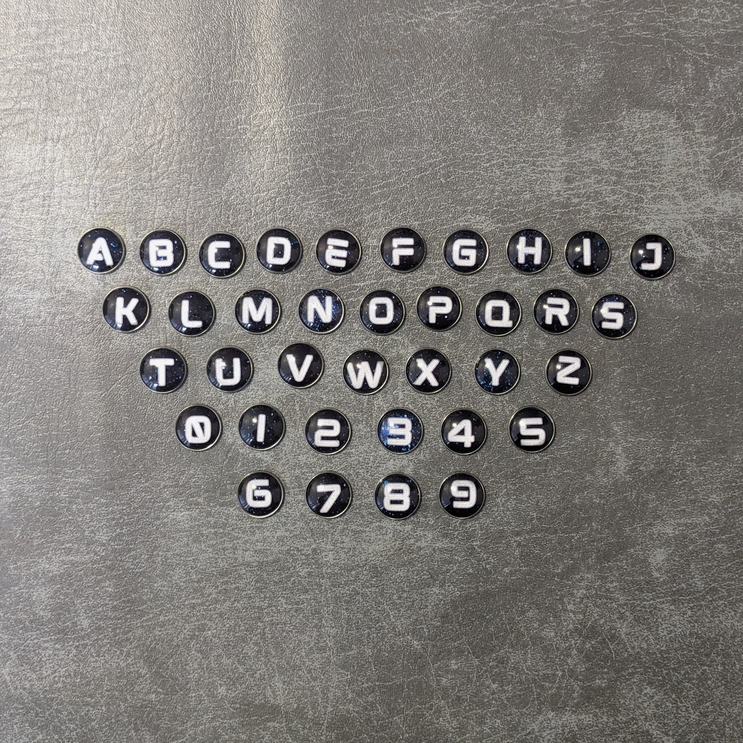 Space Galaxy Letters and Numbers Glass and Metal Token Pack