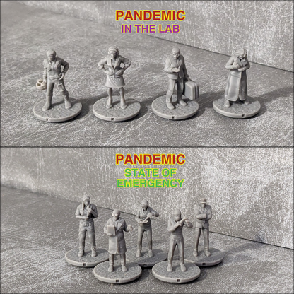 Pandemie-Erweiterung „Im Labor“ und „Ausnahmezustand“, 32 mm, von Brettspielcharakteren inspiriertes inoffizielles 7-Figuren-Paket