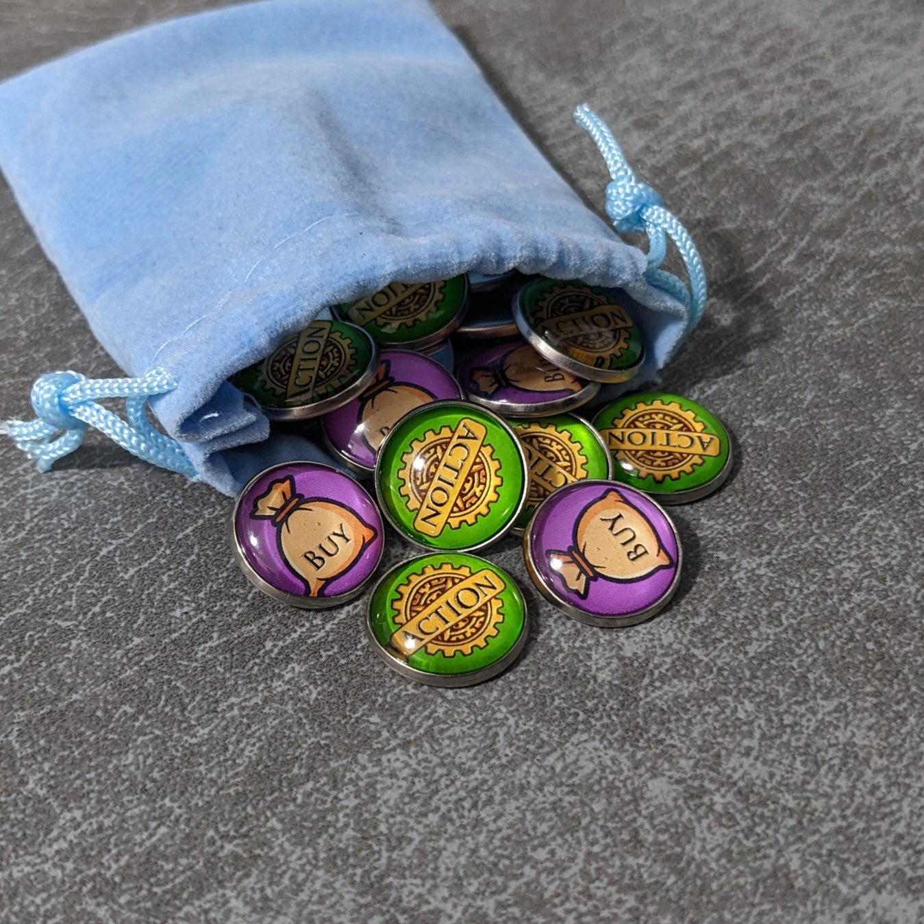New Dominion Action and Buy Tracker Unofficial Glass and Metal Token Pack