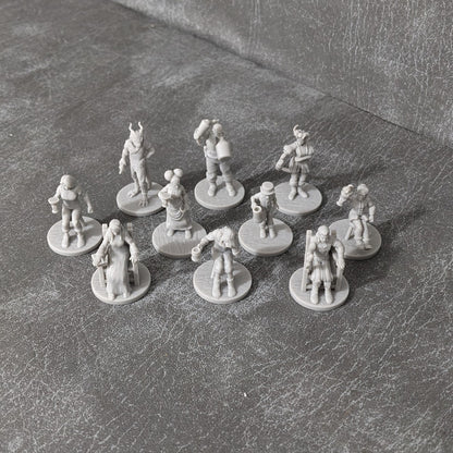 Tavern Patrons NPC Seated and Standing Set 32mm Unpainted Dungeons and Dragons 10 Mini Figures
