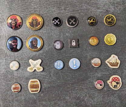 Forgotten Waters Board Game Inspired Unofficial Glass and Metal Token Pack