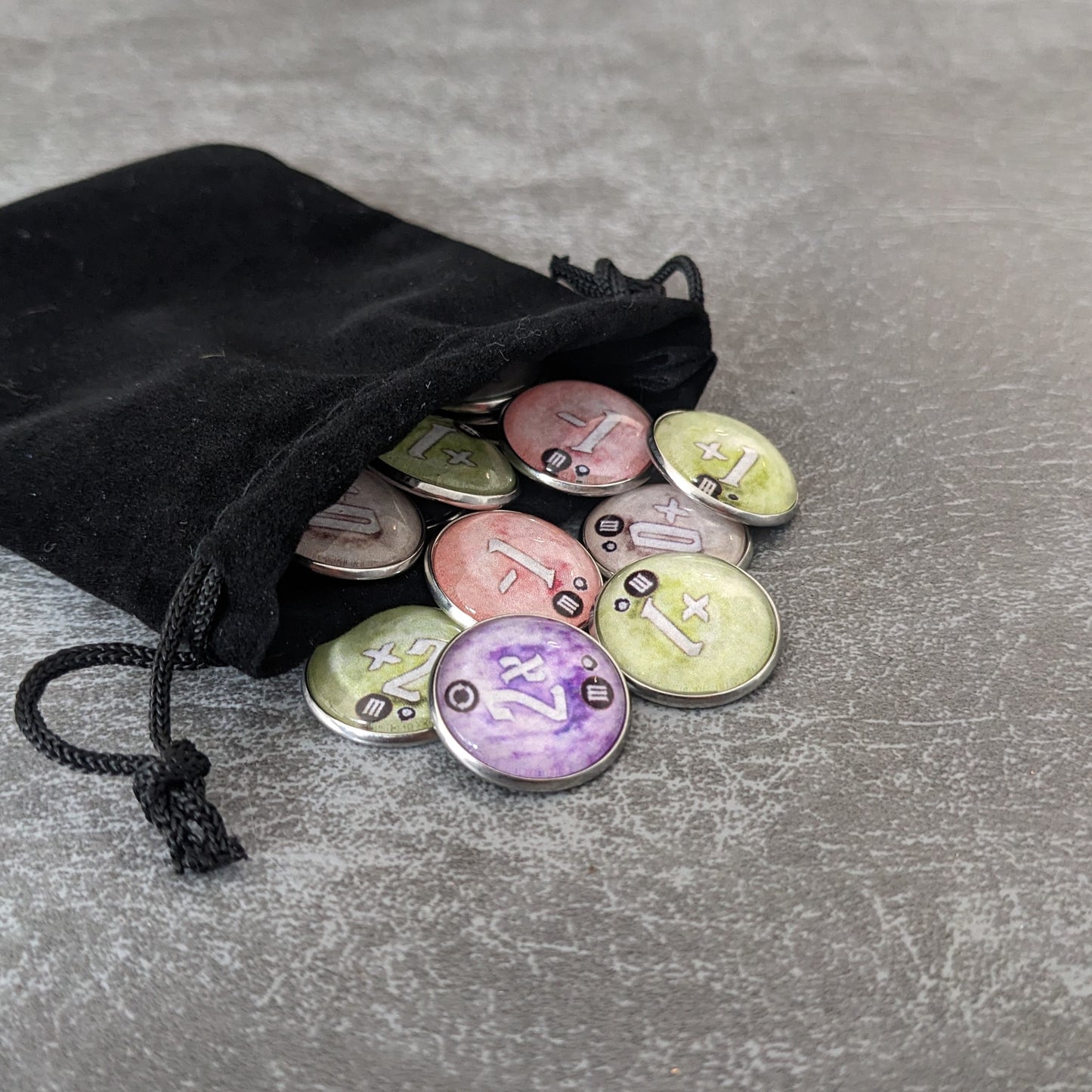 Gloomhaven Jaws Of the Lion Board Game Inspired Unofficial Glass and Metal Draw Bag Token Pack