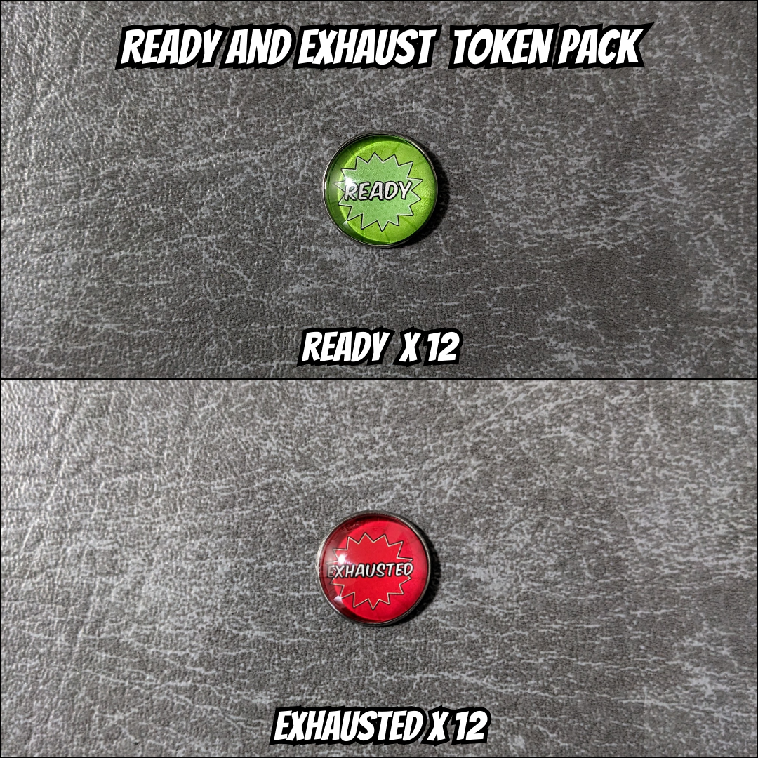 Ready and Exhausted Marvel Champions The Card Game Inspired Unofficial Glass and Metal Token Pack