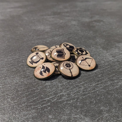 Dungeons and Dragons Character Class Glass and Metal 13 Piece Token Pack